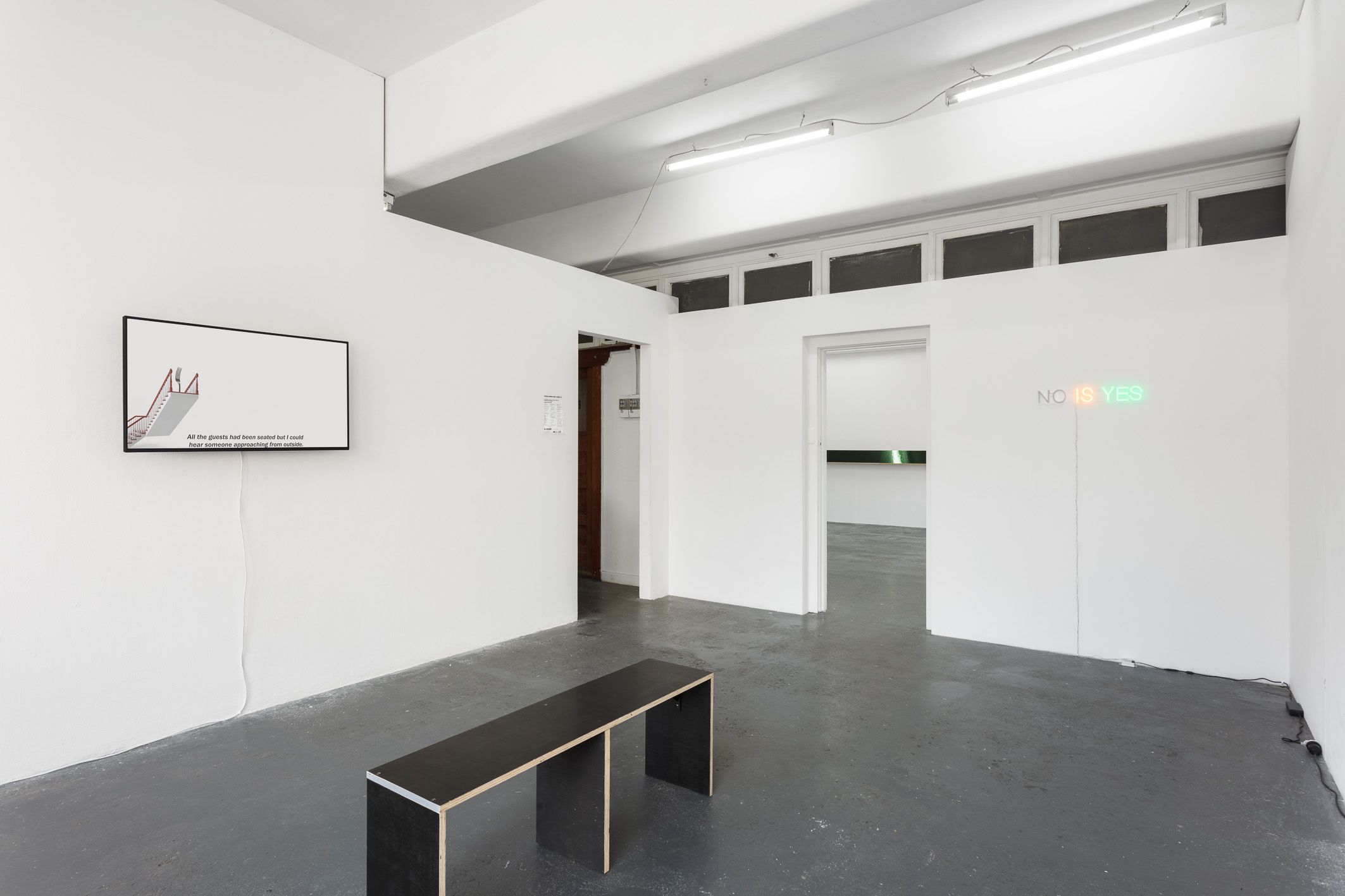 Installation view of Person, woman, man, camera, tv, Blindside, 2022. Photo: Christo Crocker